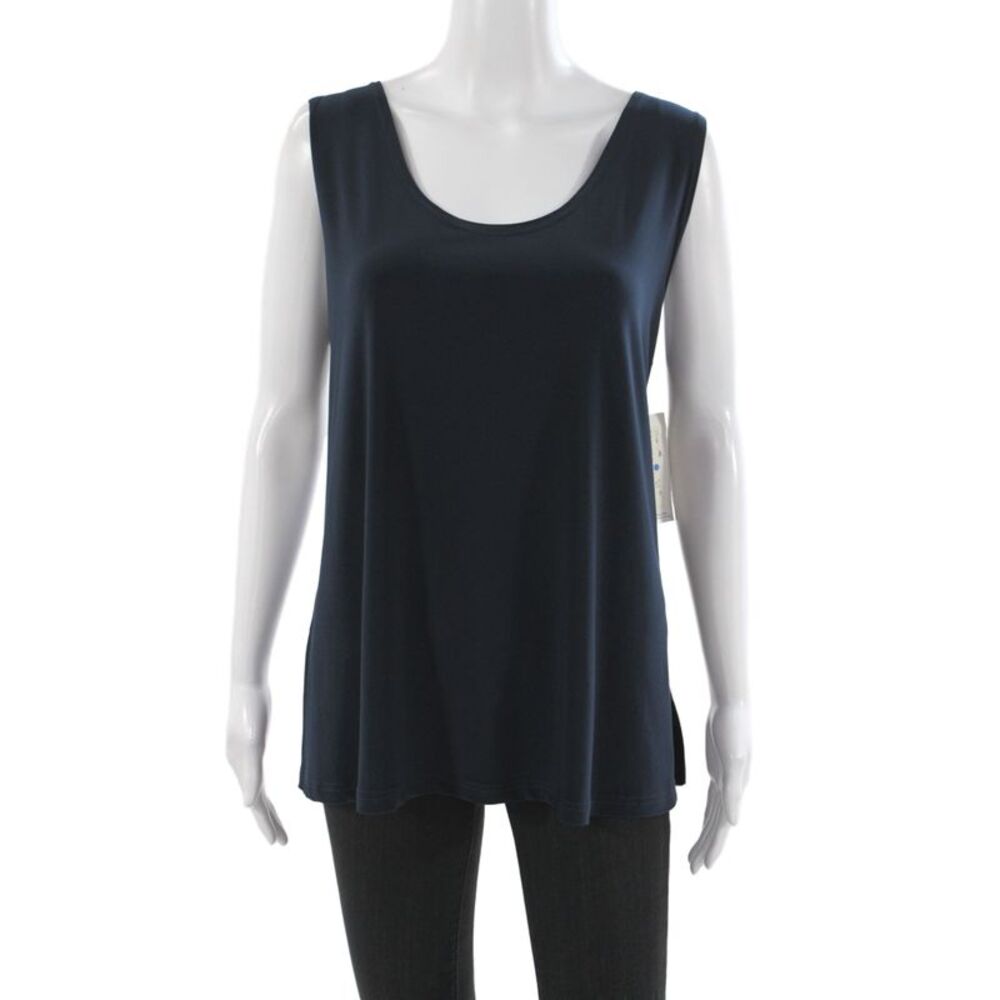 Sympli Women Basic Blue Sleeveless Scoop Neck Tank Size S